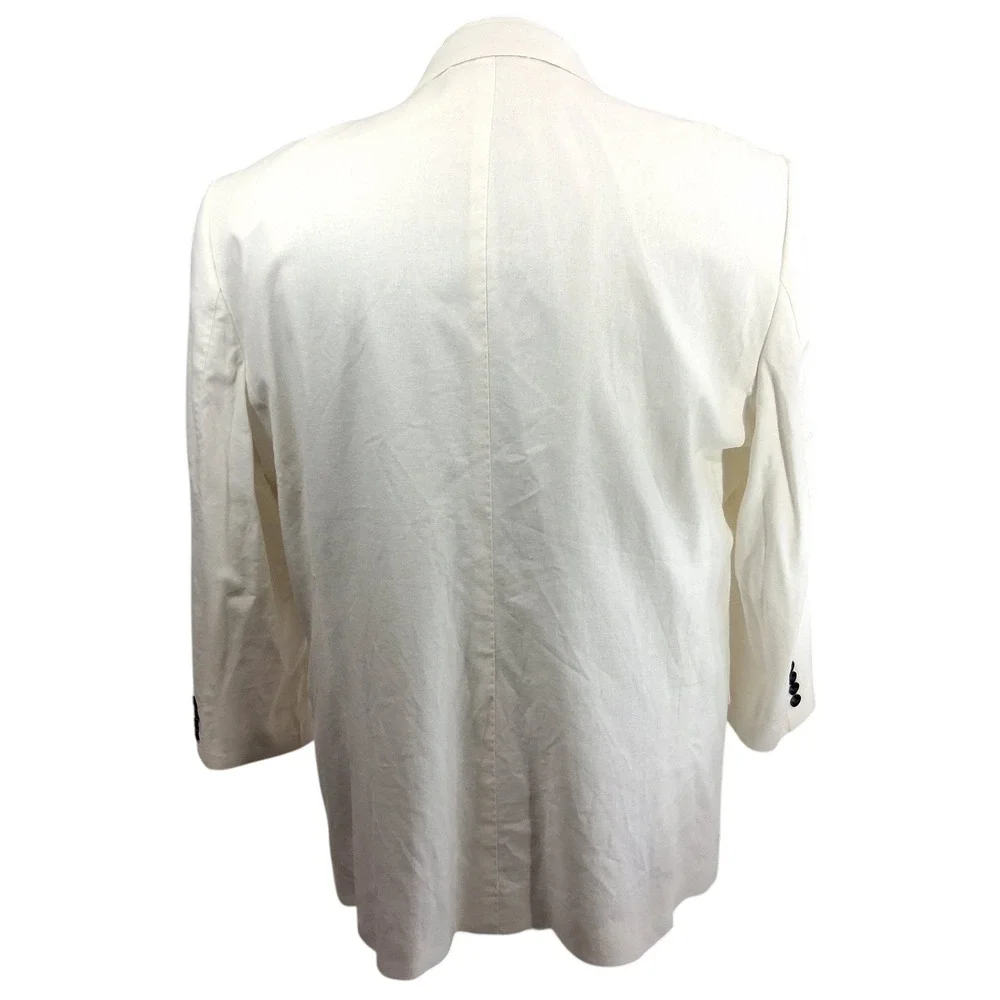 Irvine Park Blazer Mens 50R White Classic Linen Two Button Peak Lapel Sport Coat